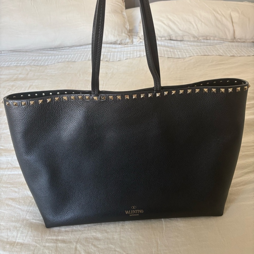 Valentino Garavani Black Tote with Gold Studs